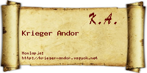 Krieger Andor névjegykártya